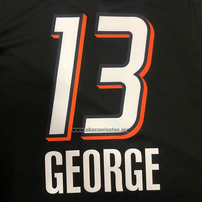 Camiseta Oklahoma City Thunder Paul George NO 13 Ciudad 2020-21 Negro